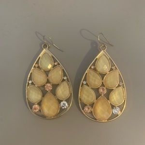 Gold Large Jeweled Teardrop Earrings